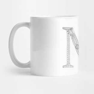 Henna Alphabet M / Henna Letter M - Black Henna Line Art Mug